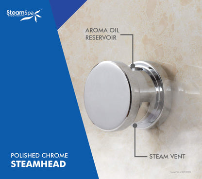 STEAMSPA 7.5kW Steam Sauna Generator Sentry Series 240V Steam Generator with Touch Screen, Steamhead, Built-in Steam Shower Auto Drain, ACU Quickstart Steam Bath Generator (Chrome)