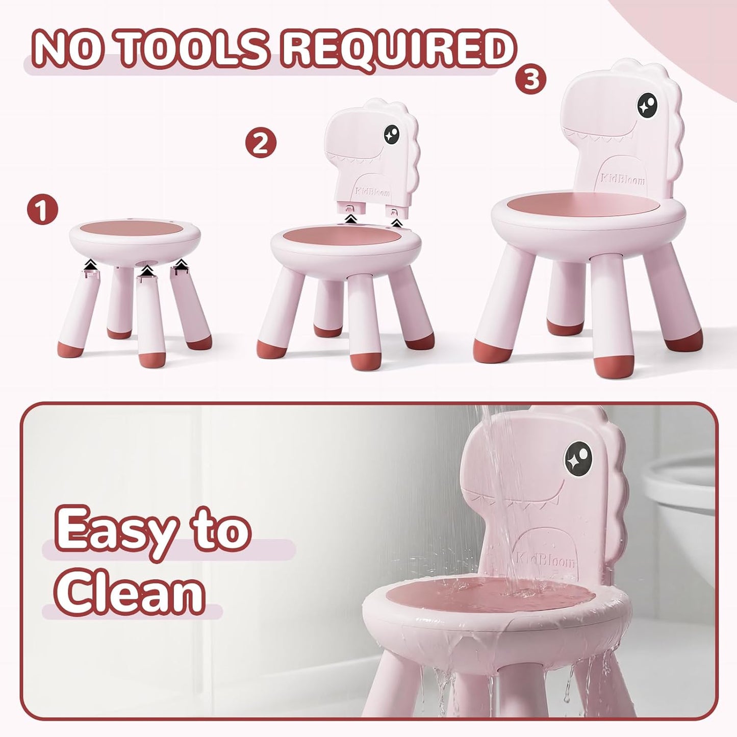 13 KidBloom Toddler Chair, Reinforced Kids Chair, Dinosaur Plastic Child Chair for Toddlers with Supportive Backrest