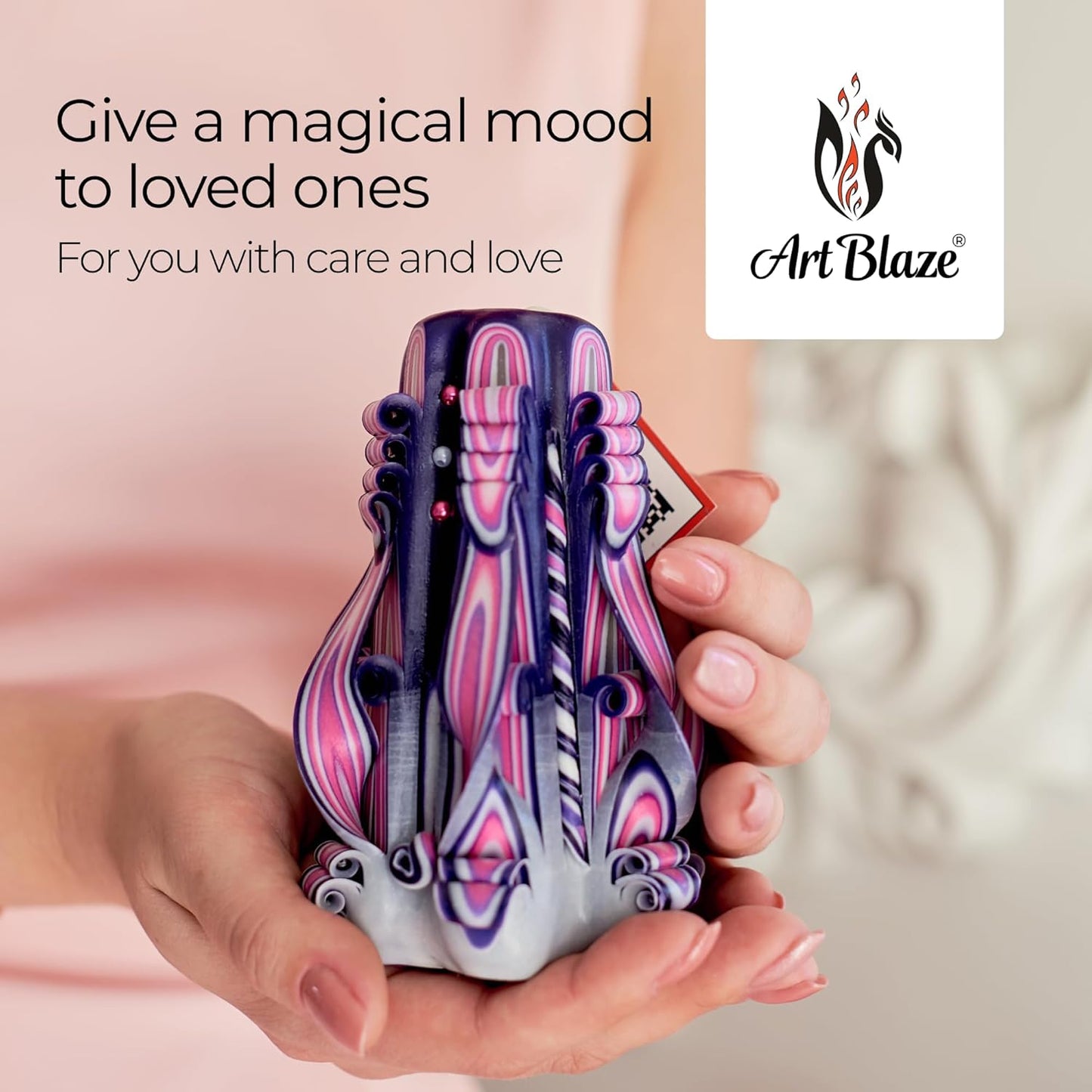 Carved Candles - Handmade Decorative Large Spiral Candle for Home Decor, Purple