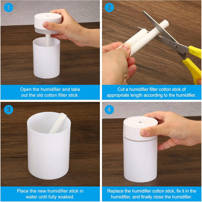 PATIKIL Humidifier Cotton Filter Sticks, 10 Pcs Refill Wicks Replacement for USB Mini Humidifiers, Portable Diffuser