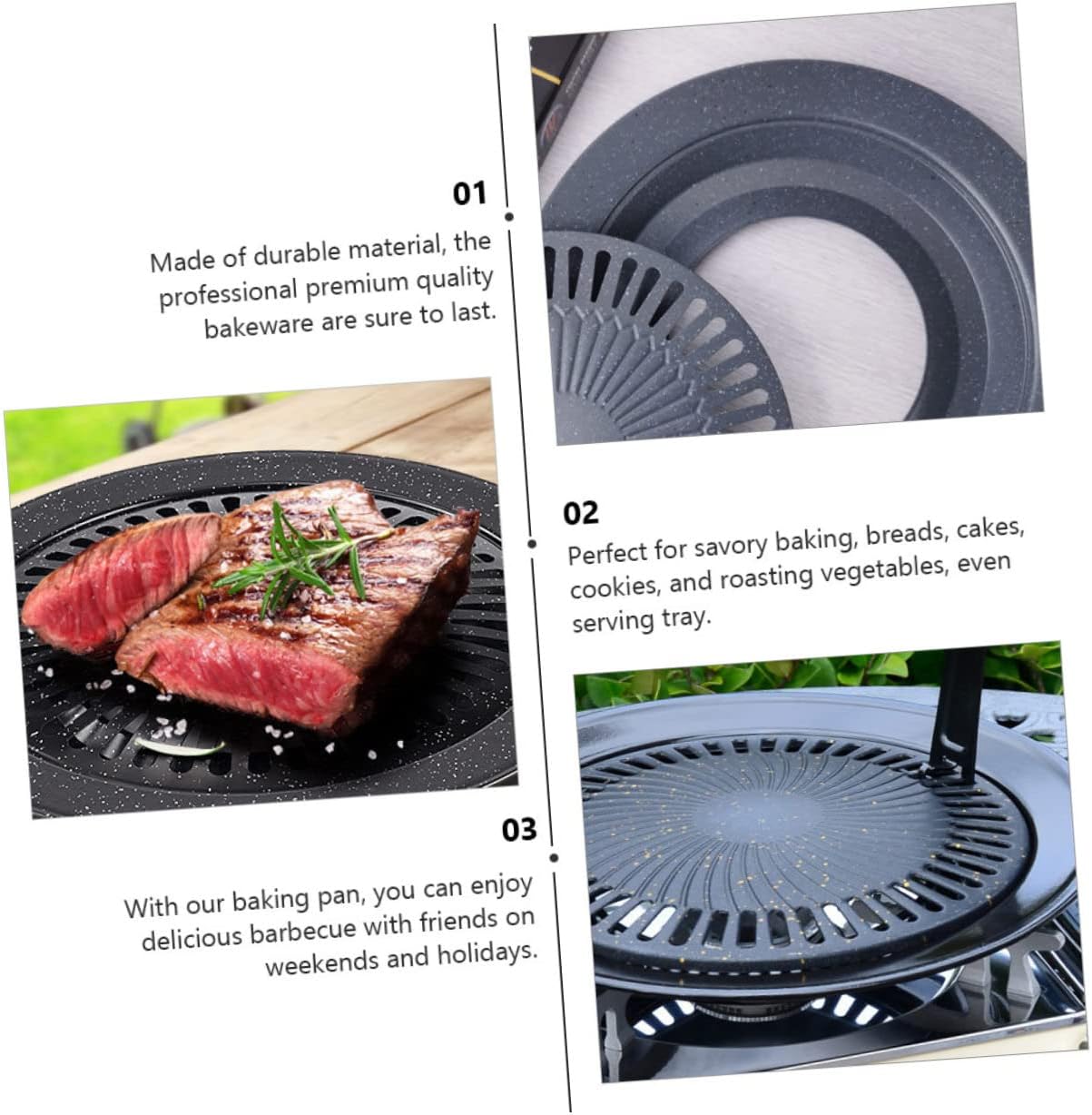 Portable Gas Stove Iron Baking Pan, Korean BBQ Grill, Non Stick Grill Pan, Carbon Steel Cake Pan