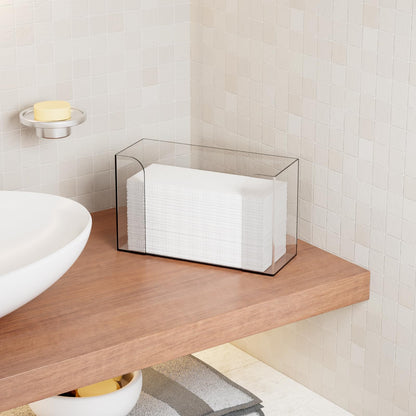Clear Bathroom Paper Towel Dispenser,11″ Long Acrylic Trifold Paper Towel Holder,Lucite Multifold Paper Towel Dispenser for Papertowel,Z-fold,Folded,C fold,Tri Fold and Paper Napkin Holder,Pack of 1