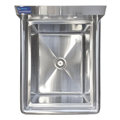 AmGood Stainless Steel Prep & Utility Sink | 304 Stainless Steel | Overall Size: 29 3/4" x 23 5/8" | Restaurant, Kitchen, Laundry, Garage | NSF (Bowl Size: 24" x 18" No Faucet)