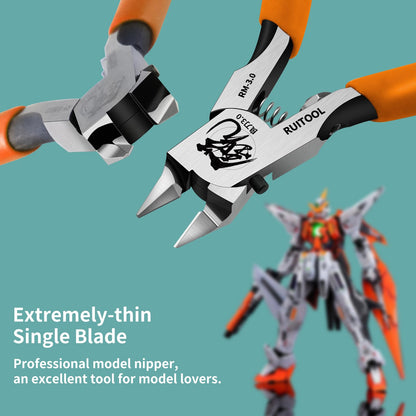 RUITOOL Model Nippers, Gundam Model Tools for Advancers to Repair and Fix Plastic Models, Ultra-thin Single Blade Gunpla Nipper, Non-slip Grip 4.7 Inch Sprue Cutter for Plastic Model Building