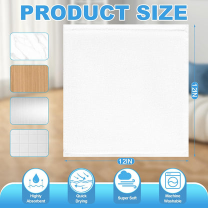 24 Pack 100% 12x12 Inch Cotton Wash Cloth, Highly Absorbent and Soft Feel Fingertip Towels, Machine Washable Washcloths