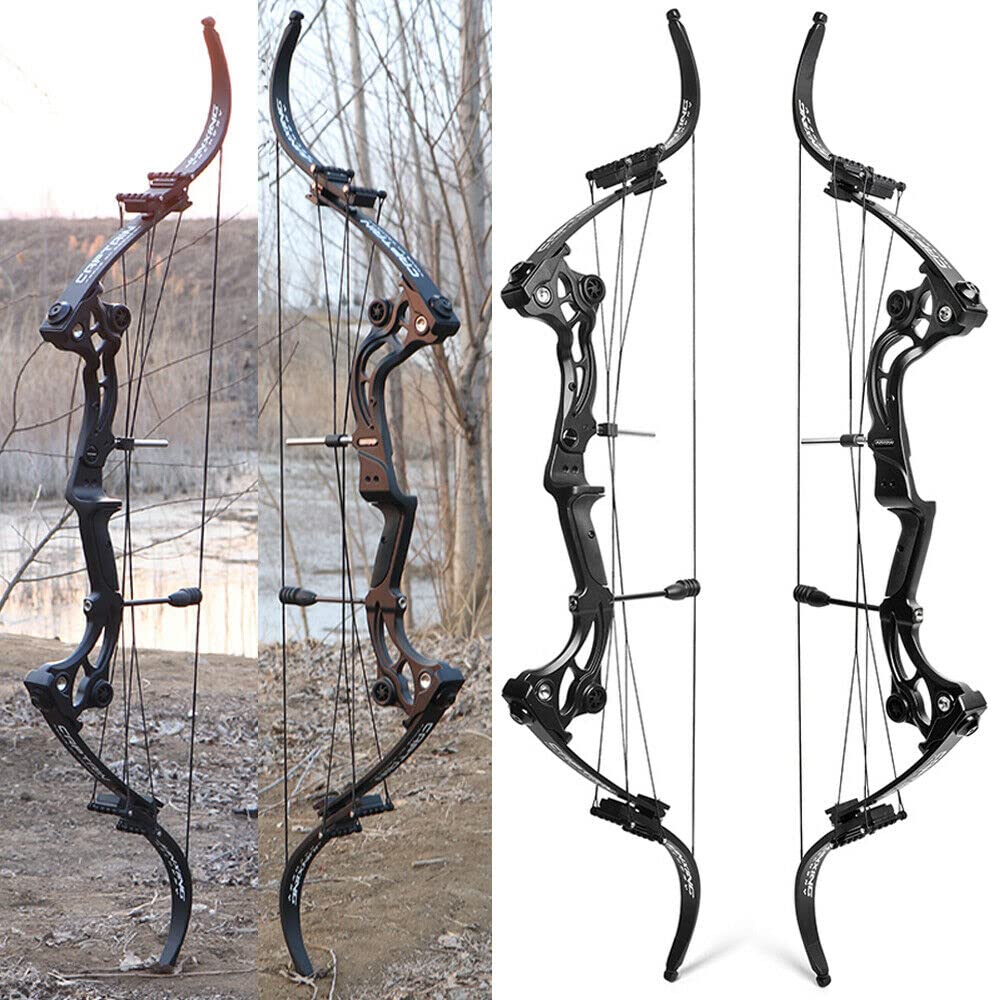 ZSHJGJR Recurve Bow American Hunting Bow 320FPS Draw Weight 40-55lbs Adjustable Compound Bow Right Hand for Archery Hunting Fishing Shooting (Black Bow Only)