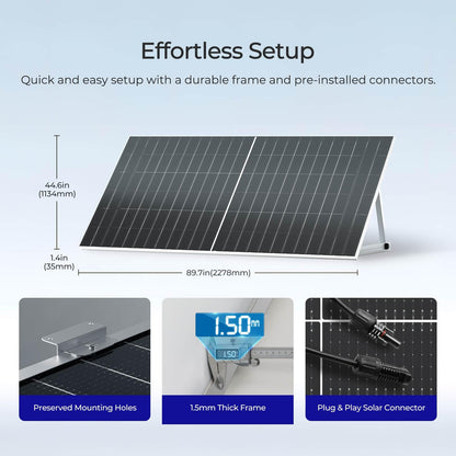 Renogy Solar Panels 1180W 12V/24V N-Type Bifacial Solar Panel 2PCS 590W Monocrystalline On/Off Grid Application Over 1000 Watt Solar Panel High Efficiency Durable for Homes Roof RV Boat Camping Black