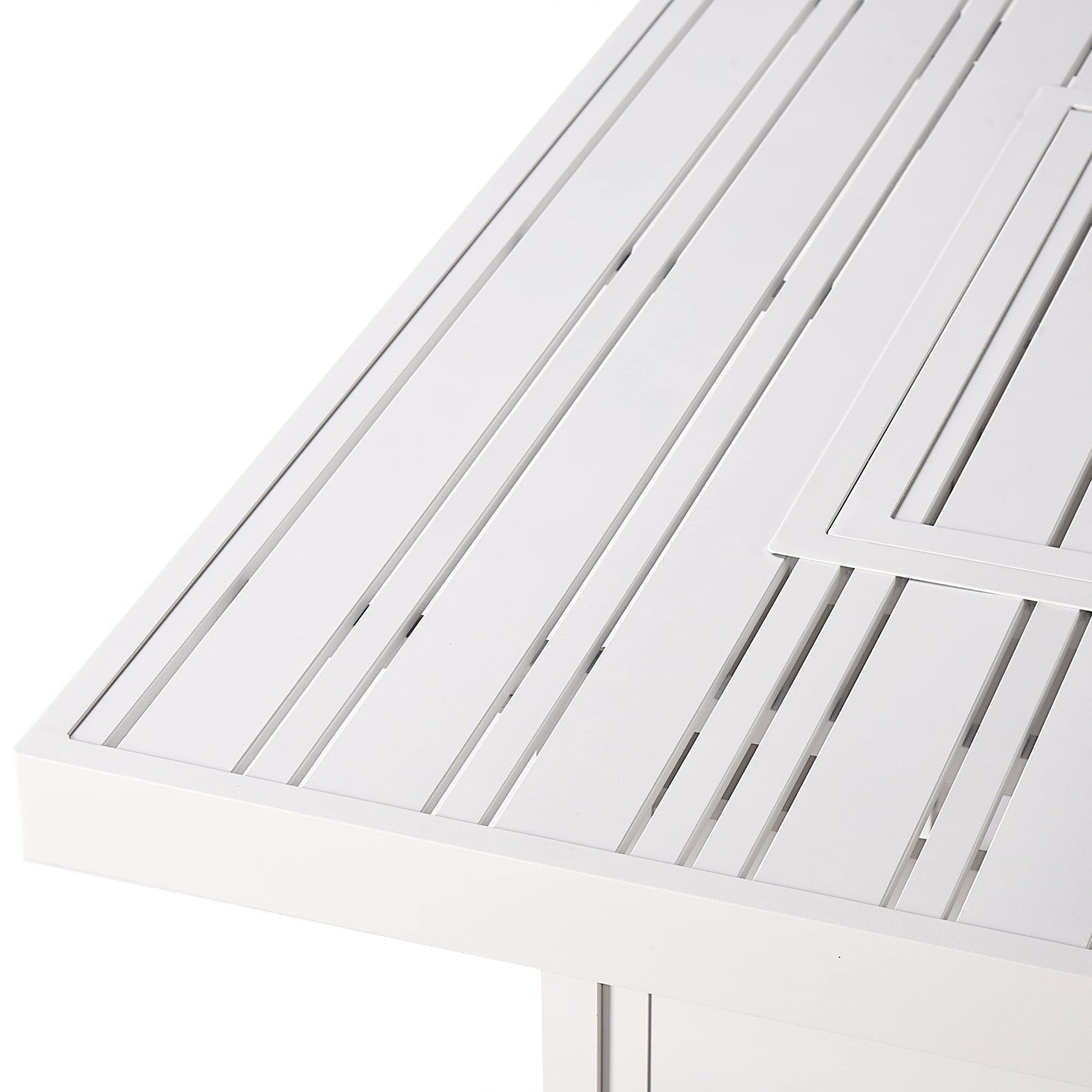 Oakland Living Square 42 in. x 42 in. Aluminum Propane Fire Pit Table with Glass Beads, Two Covers, Lid, 57,000 BTUs in White Finish