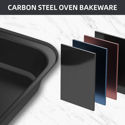 CasaCulina Baking Pans Set, 5-Piece Nonstick Bakeware Sets with Round/Square Cake Pan, Muffin Loaf Roast Pan, Baking Sheets for Oven, Kitchen Cookware Sets Baking Tray Baking Supplies, Black