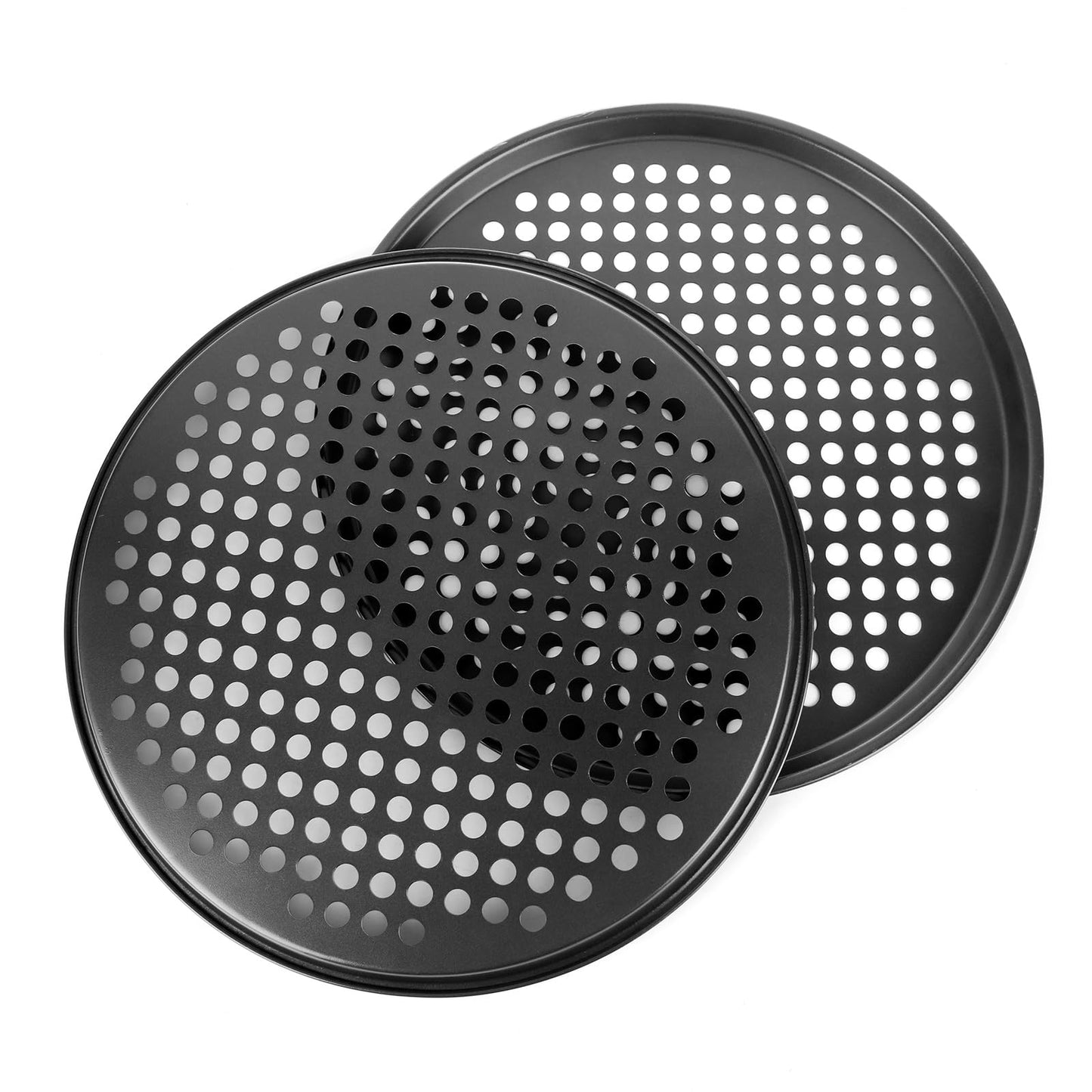 YOUNTHYE 6PCS Pizza Pan with Holes 12 inch Round Pizza Pan Set Nonstick Pizza Baking Pan Carbon Steel Pizza Tray Black Pizza Crisper Pan for Home Baking Kitchen
