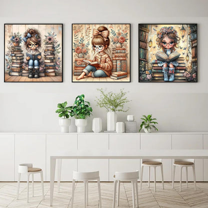 EIBEILI 3 Pack Diamond Painting Kits for Adults, Reading Book Diamond Art Kits DIY 5D Full Drill Books Diamond Dots Paintings with Gem Art and Crafts for Home Decor 12x12 Inch
