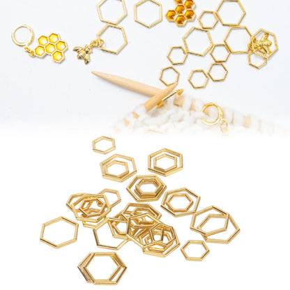 Mrisata Crochet Stitch Markers Stitch Marker Rings Metal Stitch Marker Rings Crochet Locking Accessories 30pcs Hexagonal Knitting Stitch Markers Plating Process Fade Zinc Alloy