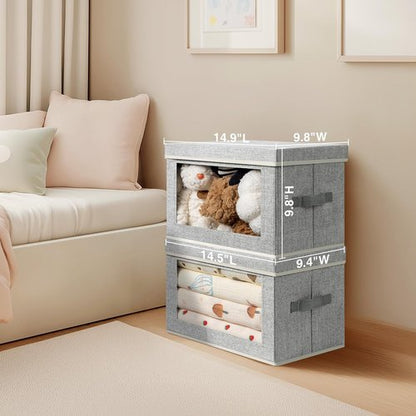 Homsorout Foldable Storage Bins with Lids - Versatile Closet Organizer for Clothes | Light Grey, 4 Pack