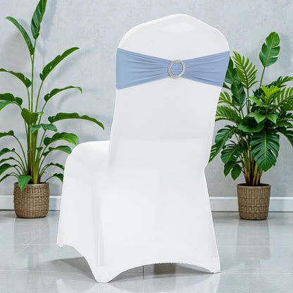 MDS Premium Spandex Chair Sashes - Stretchy Bow Covers with Buckle Slider | Universal Fit - Baby Blue (Pack of 75)