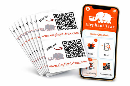 Elephant Trax QR Code Labels for Storage Bins – 40 Smart QR Code Stickers, Scannable QR Labels for Tote Bins, Moving Box Labels, Home Organization, Packing Supplies & Inventory Tracking