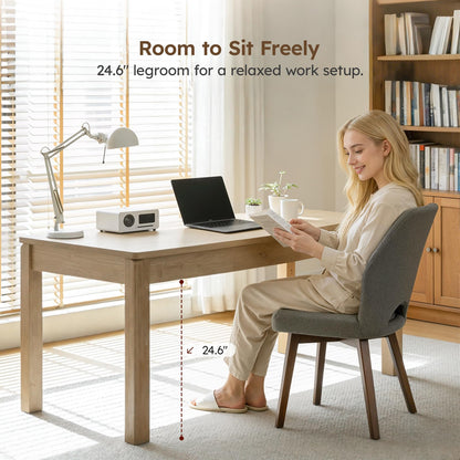 Farmhouse Dining Table, 70" Rectangular Wooden Kitchen Table for 4–6 People, Modern Dining Table & Home Office Desk for Family Gatherings and Study, Easy to Clean, Rustic