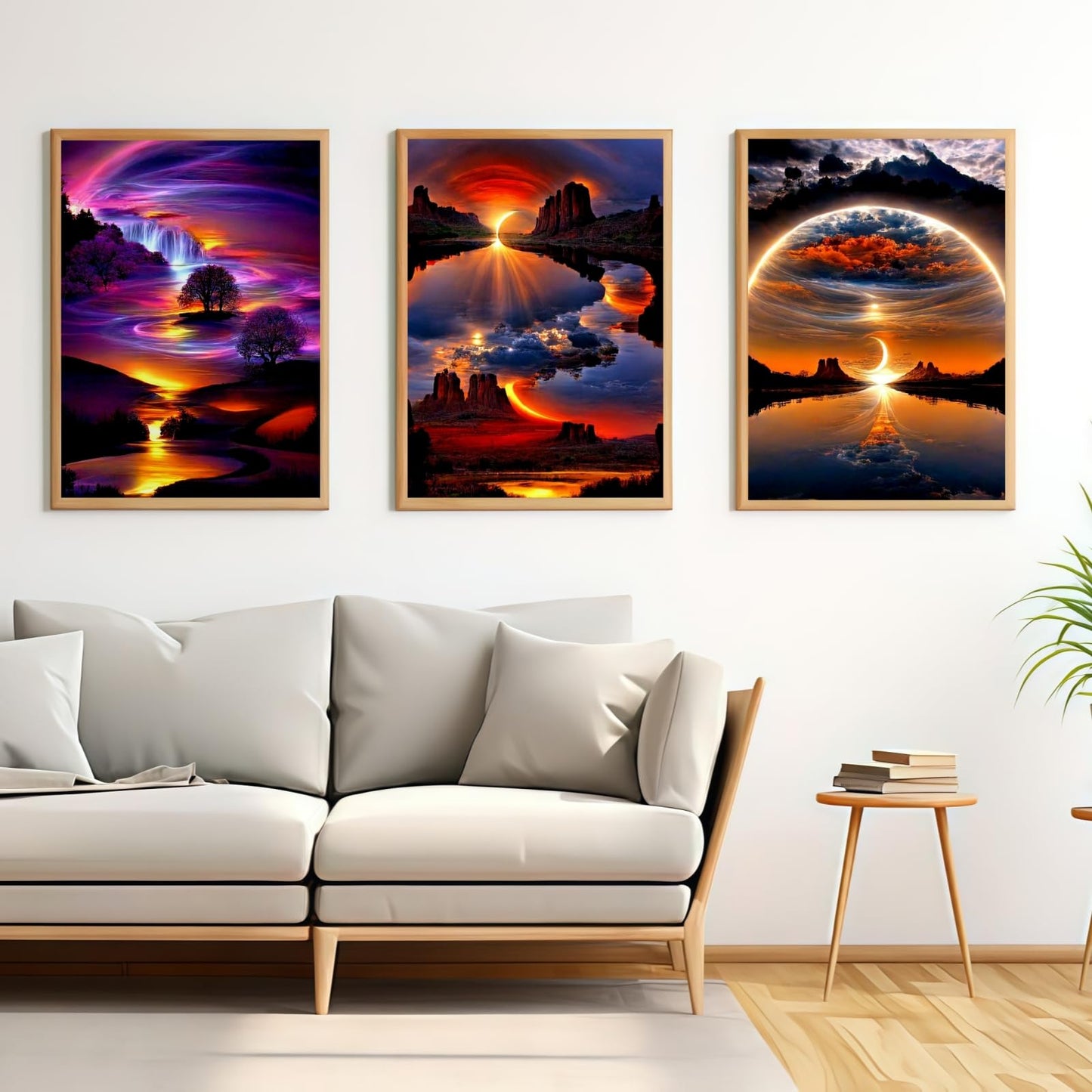 3 Pack Diamond Painting Kits for Adults, Sunrise Landscape 5D Diamond Art for Adult Beginners, DIY Full Drill Round Gem Painting Dot Art Sets, Home Wall Decor 12x16 Inch