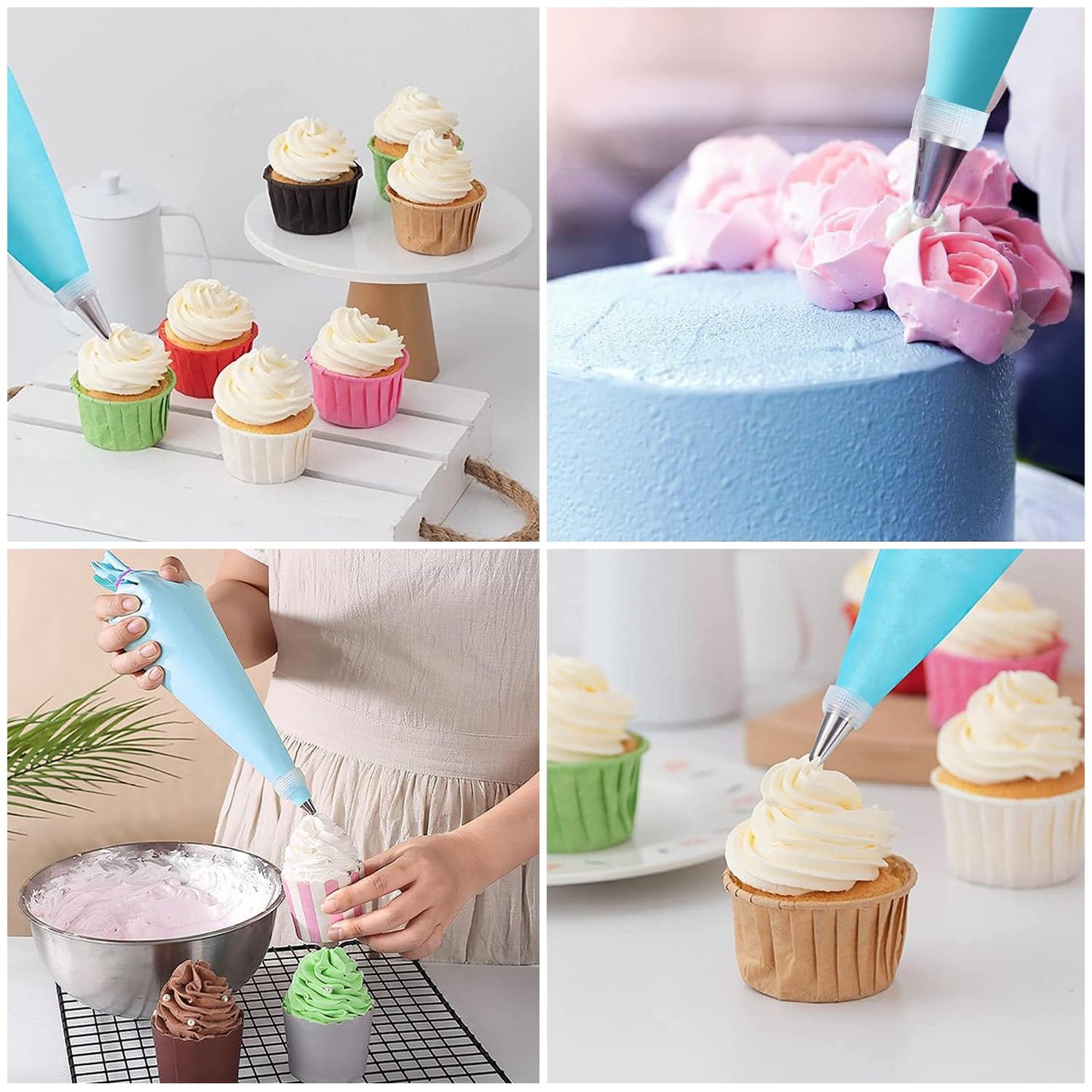 GZMAISULEE 55PCS Piping Bags Tips Set Reusable Pastry Bags and Frosting Tips Cakes Decorating Kit for Cookie Icing, 2 Icing Bags, 49 Icing Tips, 3 Couplers, 1 Storage Box
