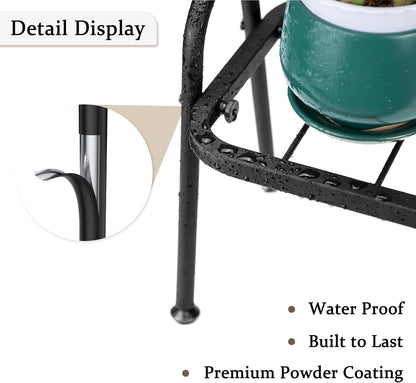 Josmimic 1-Tier Metal Plant Stand Indoor Outdoor, Heavy Duty Ladder Plant Shelf for Multiple Pots - Durable Flower