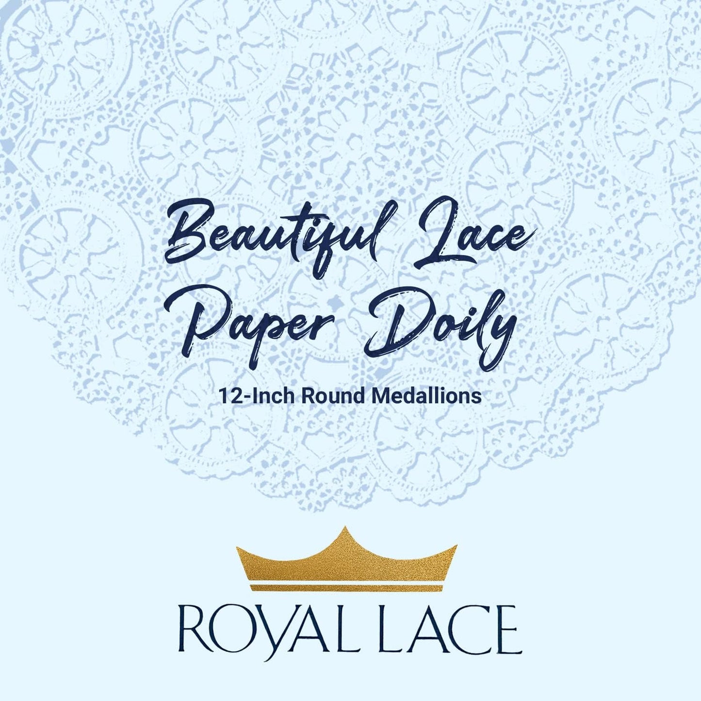 Royal Lace Medallion Lace Round Paper Doilies, 10-Inch, Silver, Pack of 8
