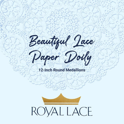 Royal Lace Medallion Lace Round Paper Doilies, 10-Inch, Silver, Pack of 8