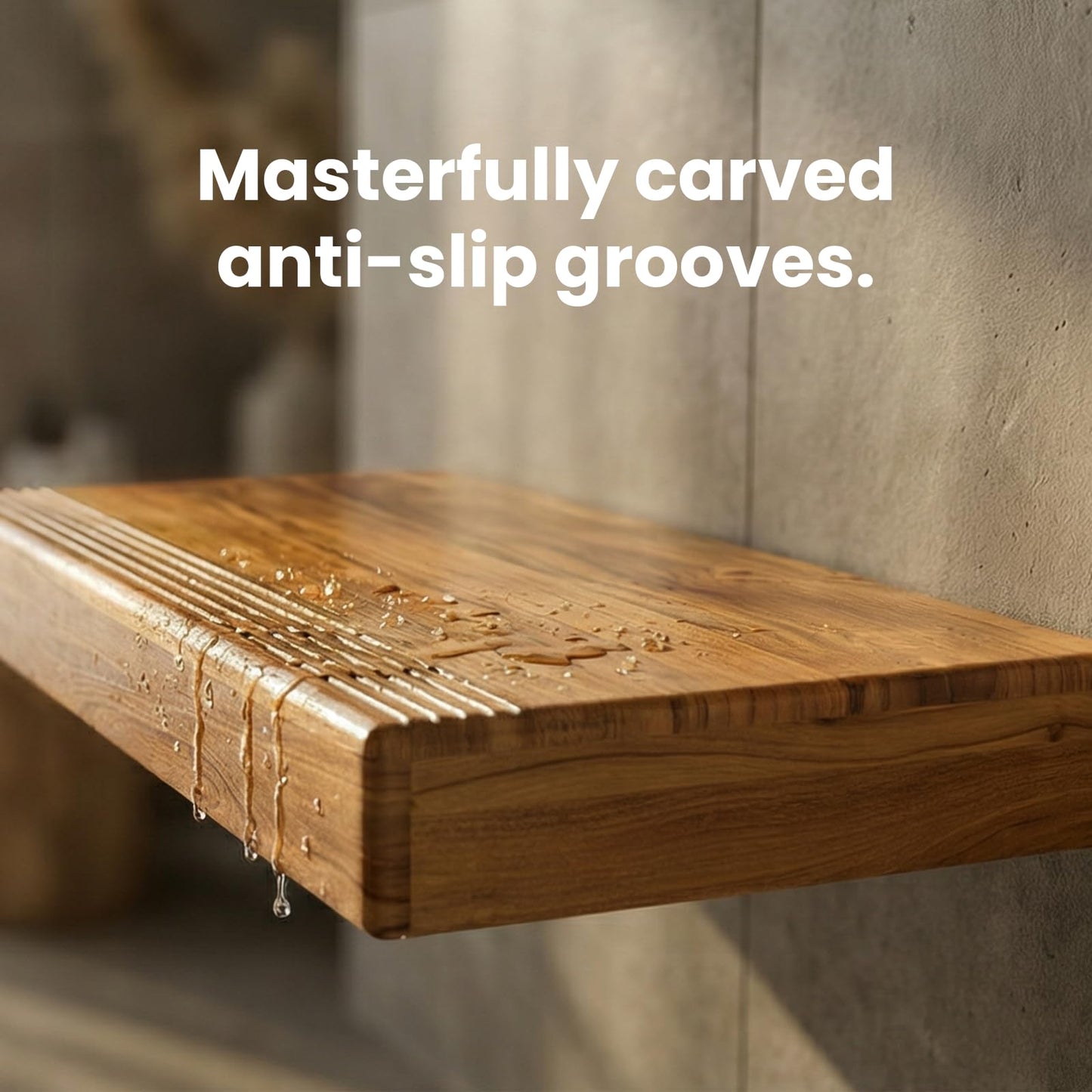 Minimalist 60″Floating Teak Shower Bench: Warm, Easy to Install (No Tile!), Holds 670 lbs for a Modern Bathroom.