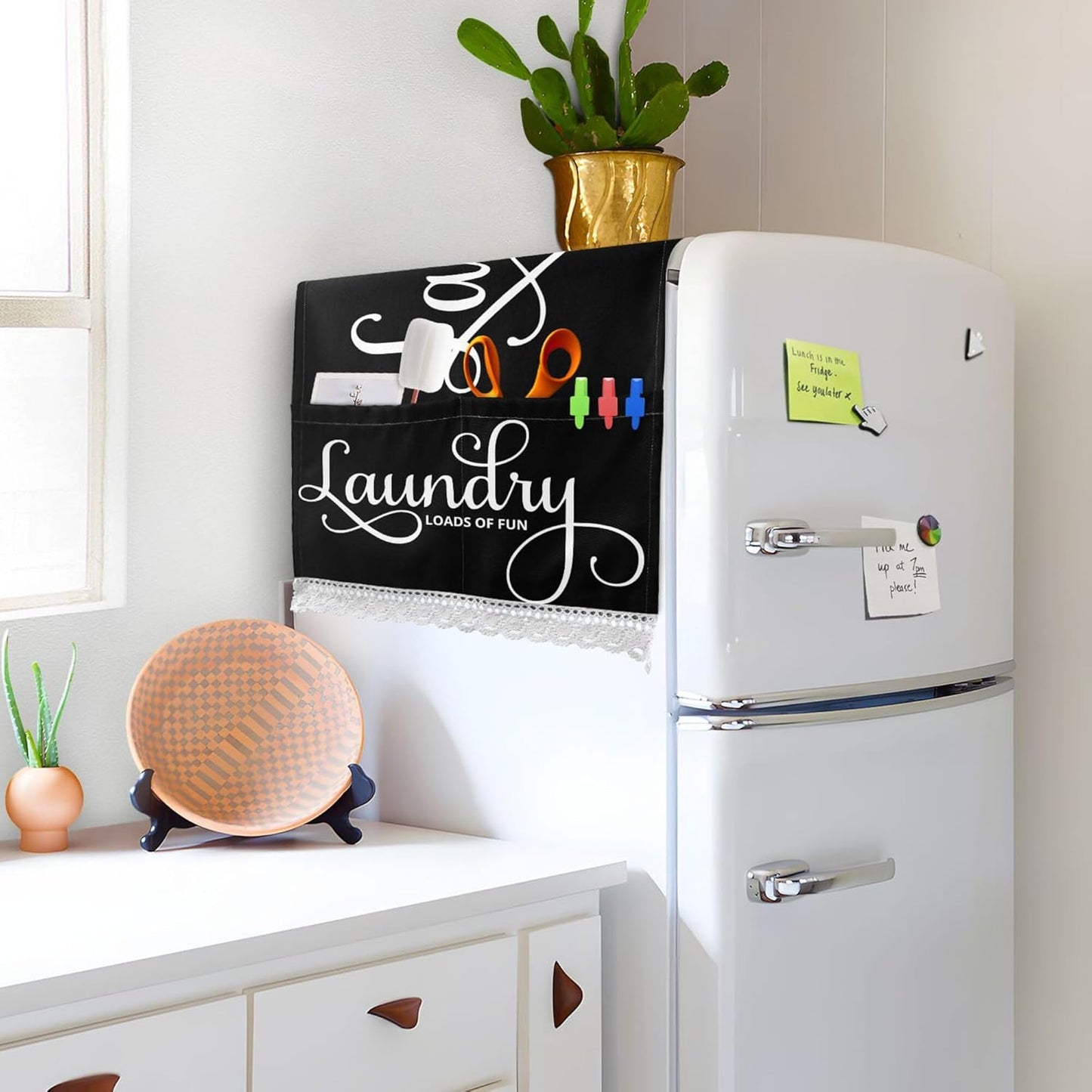 Laundry Loads Of Fun Machine Cover, Dryer Top Covers Anti-Slip Fridge Dust Cover, Roller Washing Machine Top Cover
