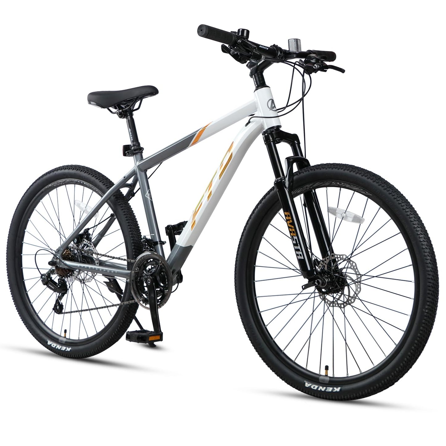 AVASTA 26-inch Mountain Bike for Man Male and Woman Female Adult with Lightweight Aluminum Alloy Frame and Dual Disc Brakes,Front Suspension,21-Speed Gear Shifters,Hidden Brake Cables,Golden