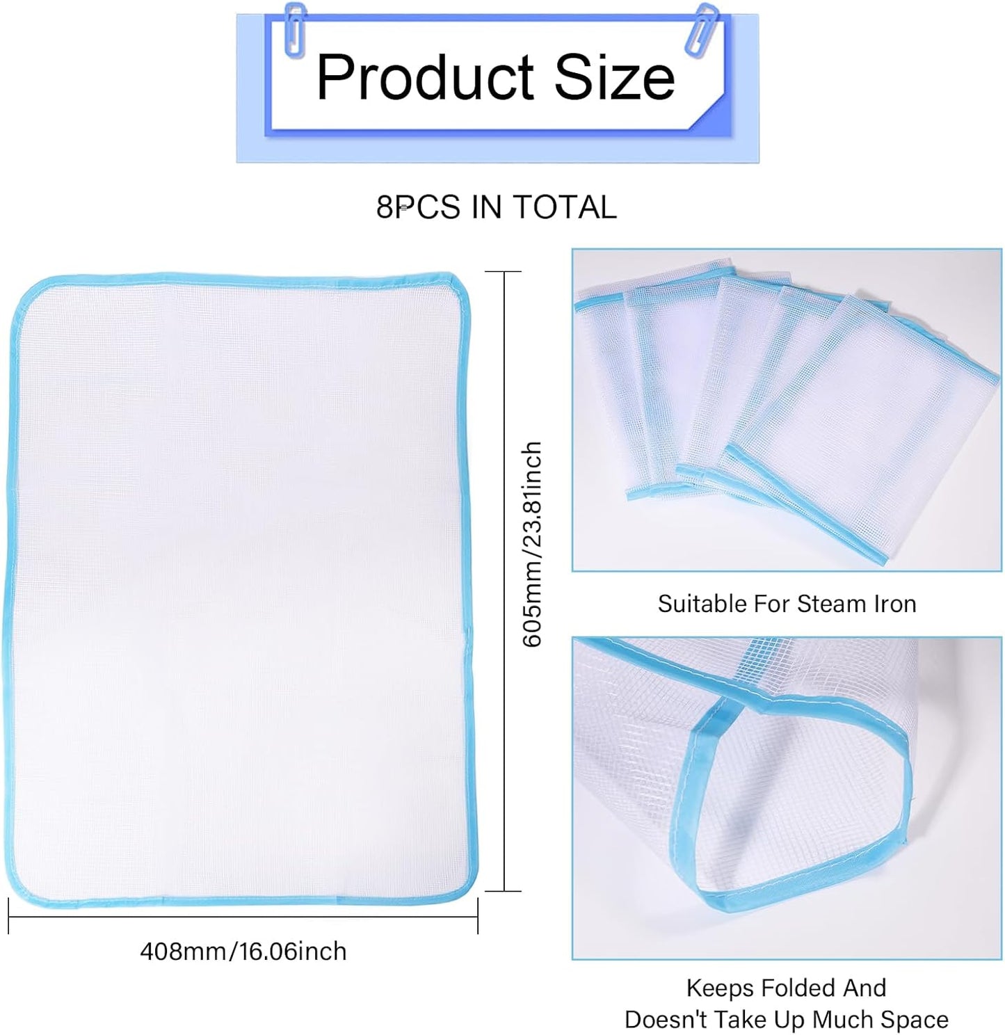 CHGCRAFT 8PCS Protective Ironing Pressing Pad, Ironing Cloth Mesh Fabric, Heat Insulation Pad, 23.8x16.1 inch