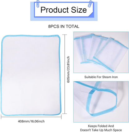 CHGCRAFT 8PCS Protective Ironing Pressing Pad, Ironing Cloth Mesh Fabric, Heat Insulation Pad, 23.8x16.1 inch