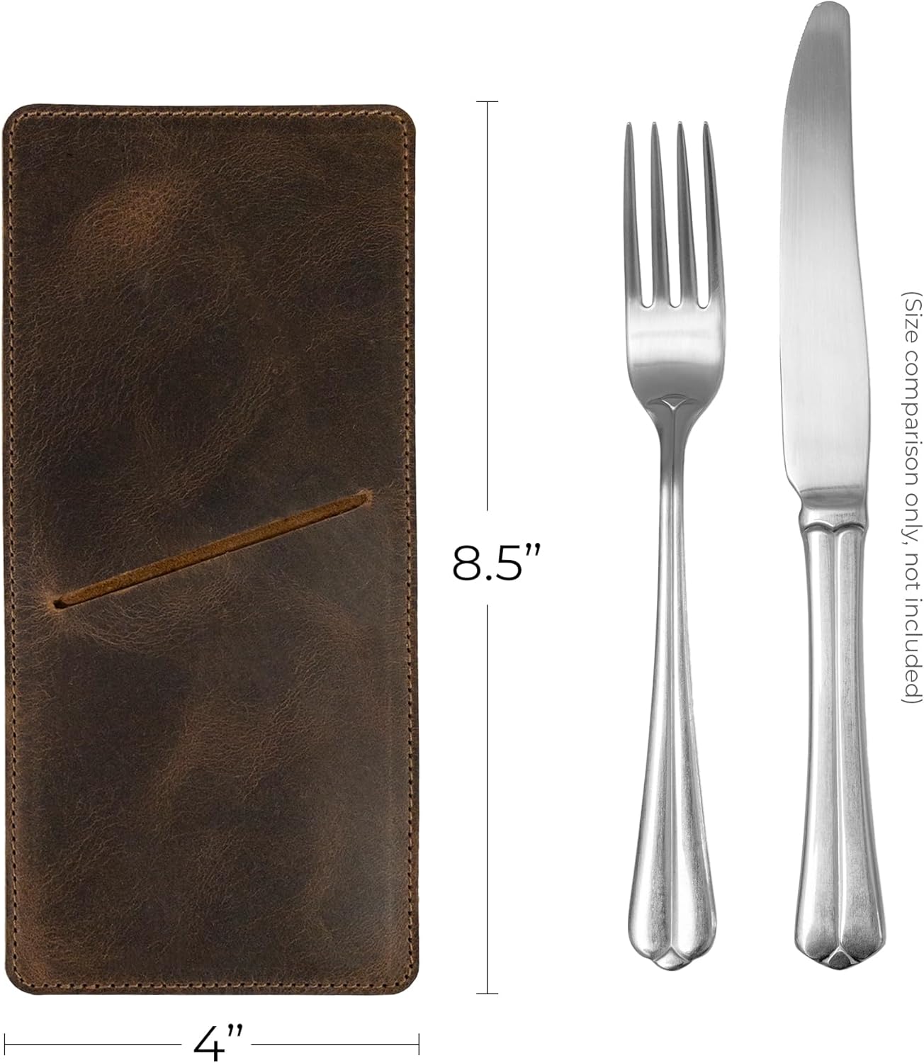 Set of 2 Rectangular Cutlery Sleeves, Utensils Place Setting, Silverware Holder, Full Grain Leather, Handmade, Bourbon