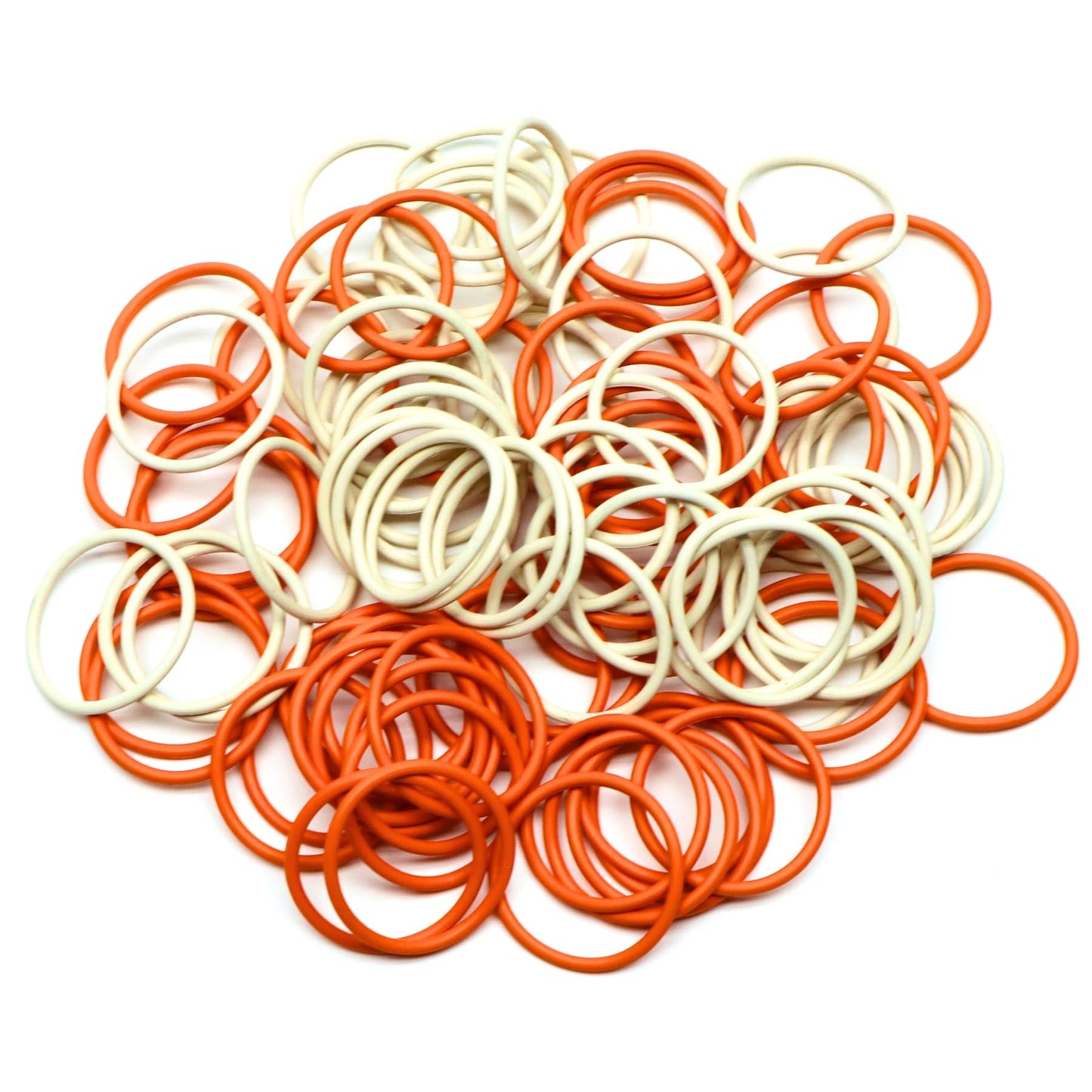 (100 Pack) Soft Stitch Ring Markers for Knitting and Crochet - Flexible, Snag-Free Rubber Stitch Markers (Large Size for Needle Sizes 17-35, Orange & White)