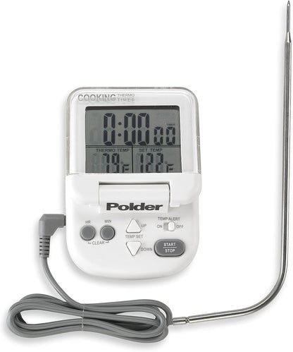 Polder Digital In-Oven Thermometer/Timer, White