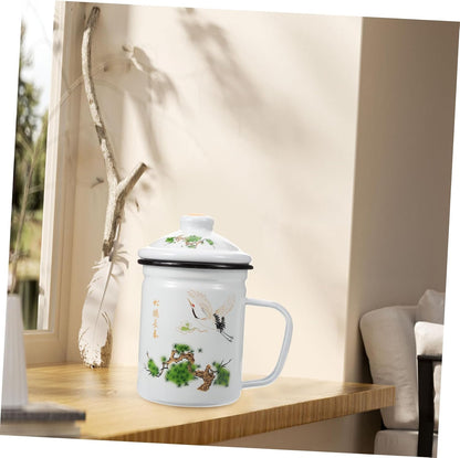 Enamel Mug Tea Cup with Infuser, Coffee Cups for Camping, Unbreakable Chinese Tea Cup, Classic Stainless Steel
