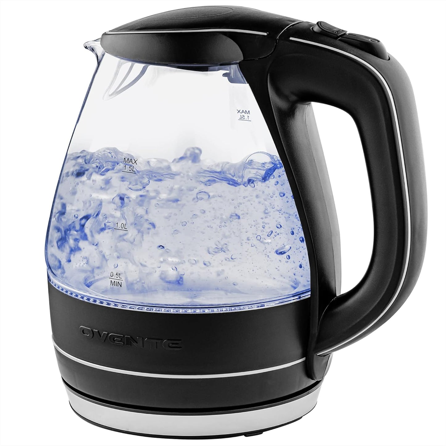 OVENTE Glass Electric Kettle, 1.5 Liter Fast Boiling Borosilicate Glass, BPA Free Auto Shut Off for Coffee & Tea