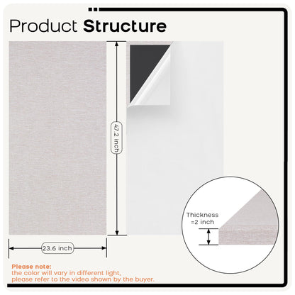 BUBOS 2-Pack Fabric Acoustic Panels with Hanging Hardware, 47.2" x 23.6" x 2" Large Soundproofing Wall Panels, High-Density Sound Absorbing Decor for Home Theater, Studio & Office,Linen