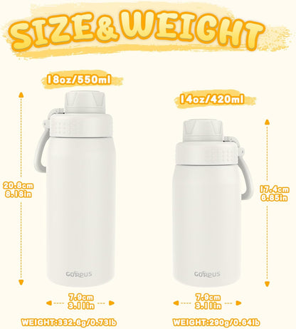 15oz GOPPUS Kids Water Bottle with Spout Lid, Toddler Water Bottle, Stainless Steel Insulated Water Bottle, Leakproof