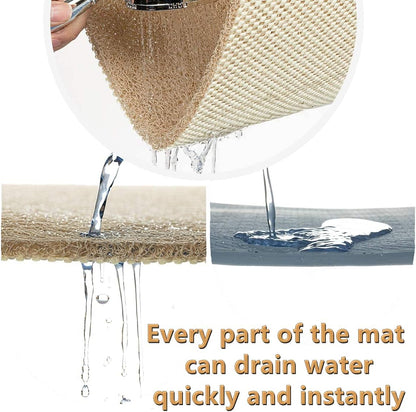 Anti Slip Shower Mat, Soft Textured Bath Mat, Quick Drying Non Slip PVC Loofah Bathroom Mats (Beige)