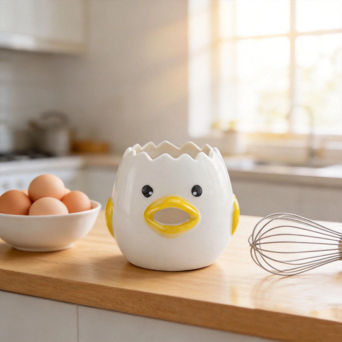 Ceramic Egg Separator, Novelty Chick Kitchen Gadget-Effortlessly Separate Yolks for Baking, Cooking, or Breakfast with This Fun and Adorable Ceramic Tool
