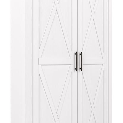 Bush Home Key West Tall Storage Cabinet with Doors in Pure White Oak