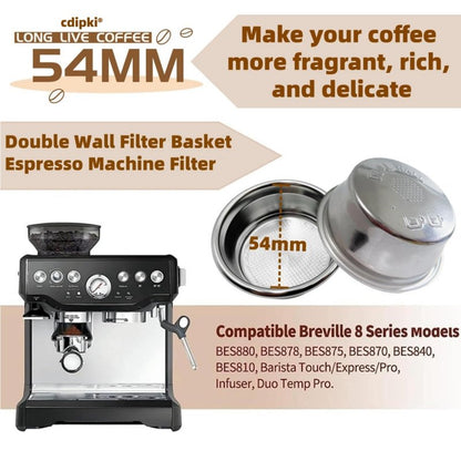 BES860XL Double Cup Dual Wall coffee Filter Basket compatible with Breville BES870/875/880/878/890/500/BES860XL Coffee Machine Pressurized Filter Basket basket Fits various Breville models