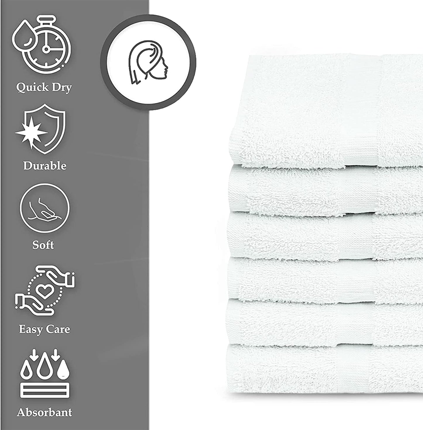 12 Pack (22x44 Inches) GOLD TEXTILES Bulk Bath Towels White Economy Light Weight Easycare