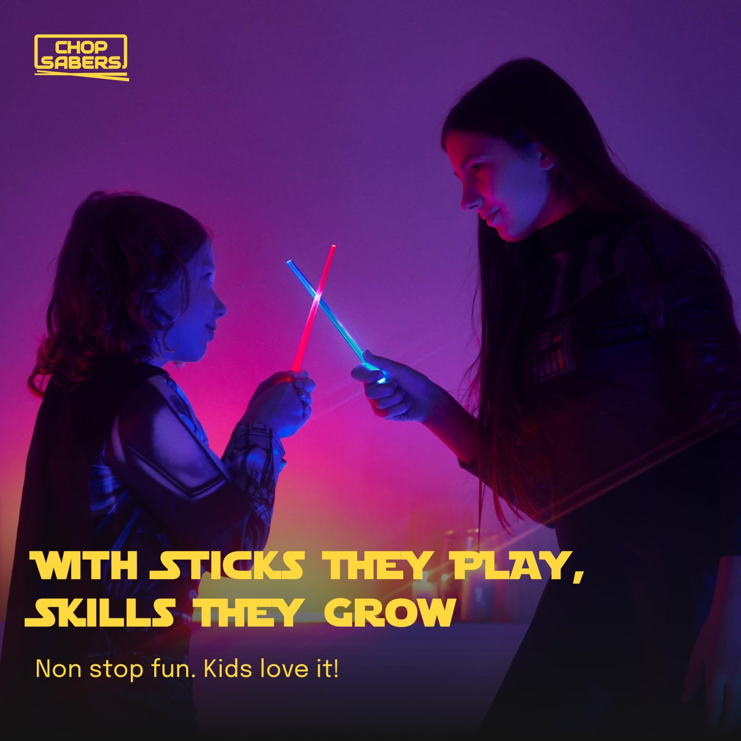 LightSaber Chopsticks Light Up Saber Led (4 Pairs, Red Blue Green Purple)