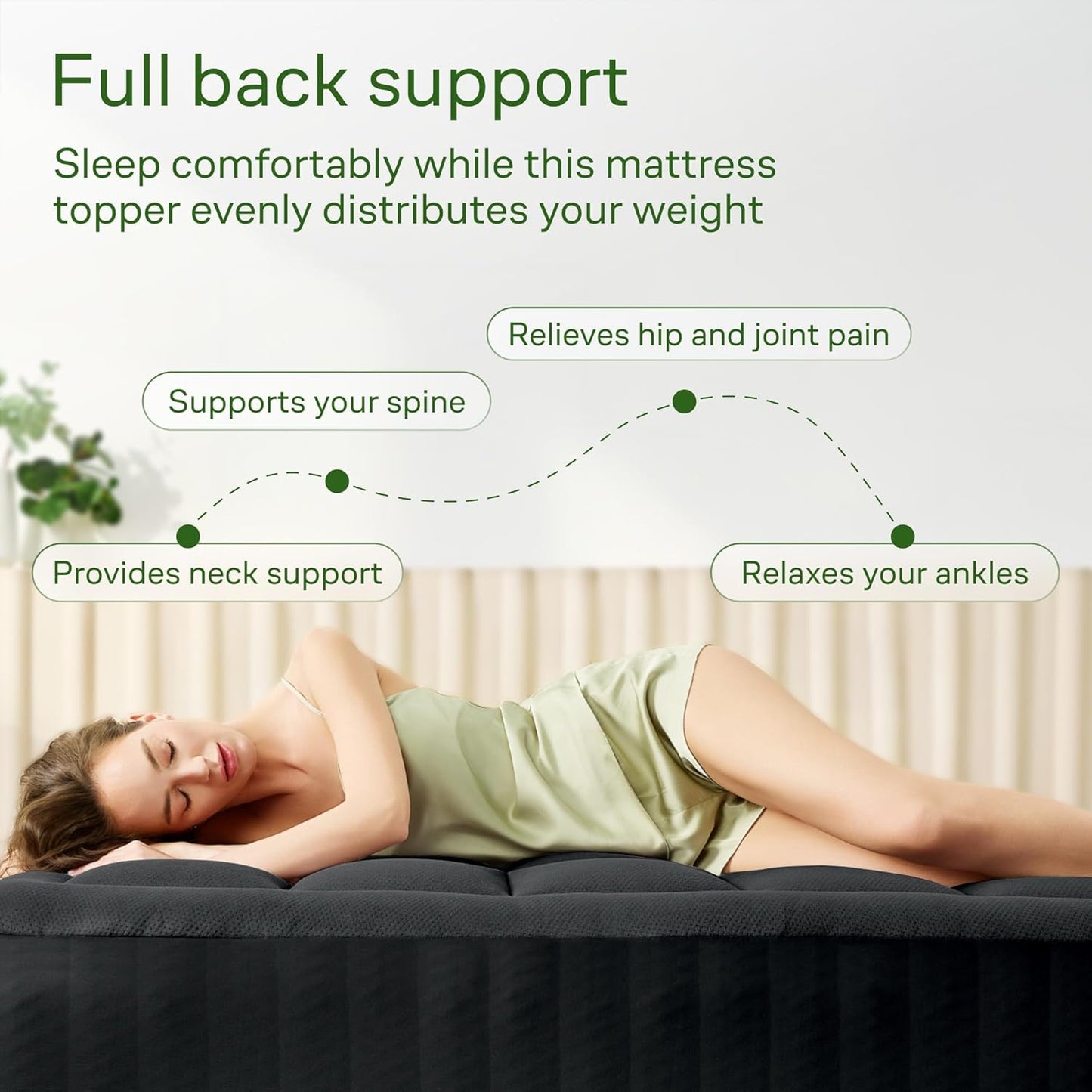 Niagara Sleep Solution Ultra Soft Mattress Topper - Bamboo Viscose Pillow Top for Back Pain Relief | Full Size, Black