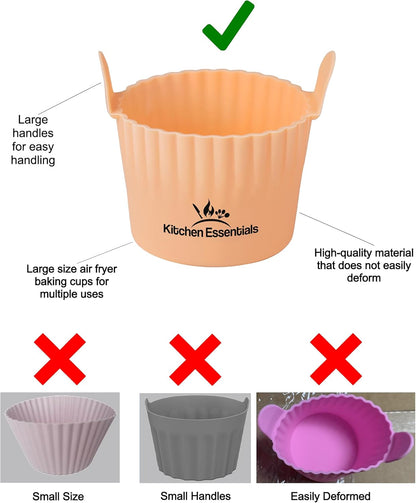 Air Fryer Baking Ramekins, Premium Food-Grade Silicone Mold Cups, 4-Pack for Muffins, Cupcakes, Puddings, Tarts