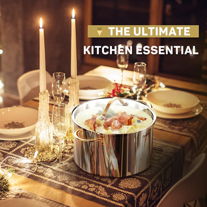 Ciwete 8 Quart Stock Pot, 3 Ply Whole Clad Stainless Steel Stock Pot, 8 QT Cooking Pot with Lid, Induction Pot for Cooking, 18/10 Stainless Steel Cookware Stockpots Oven, Gas and Dishwasher Safe
