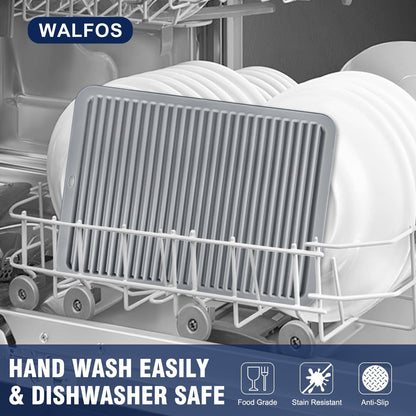 Walfos Large Silicone Trivet, 16x12 Inch, Heat Resistant Pot Holders for Hot Dishes, Gray, 2 Pack