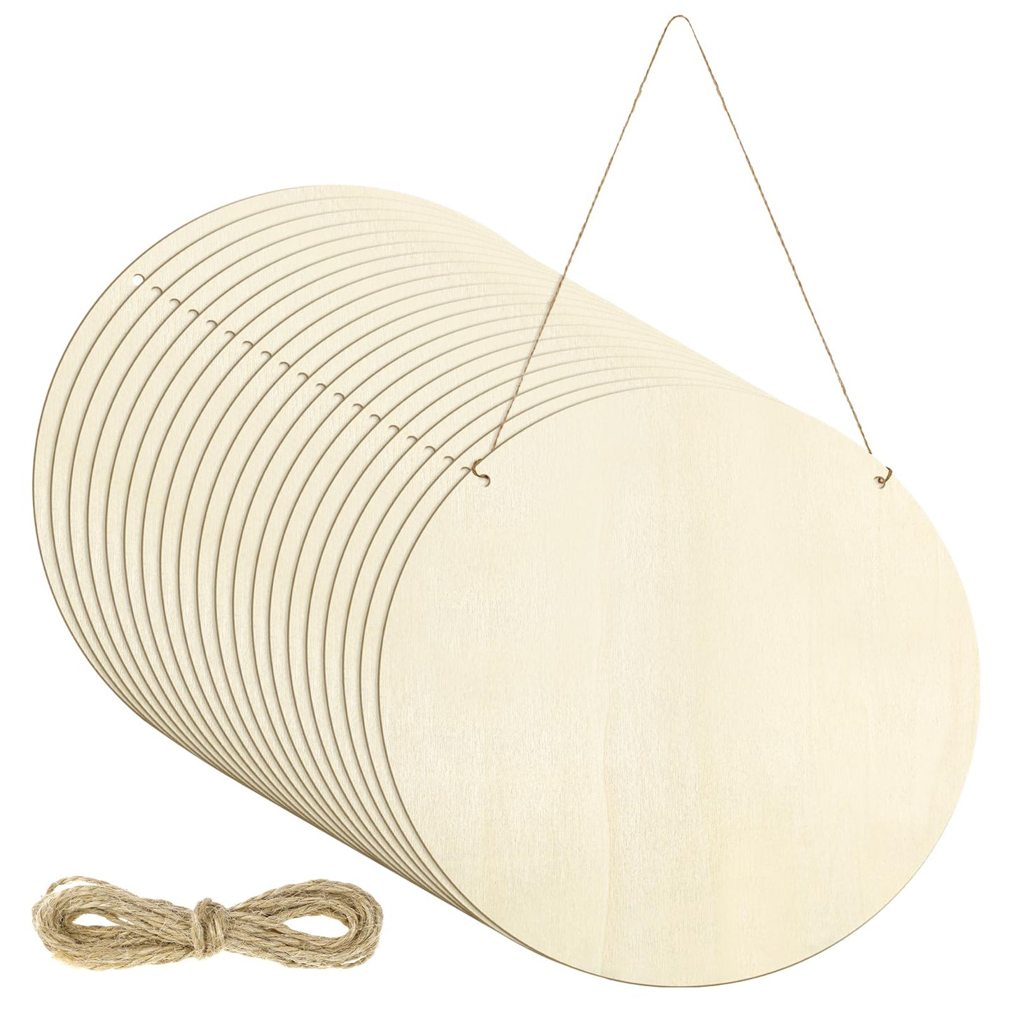 Ptwola 20 Pcs Wood Circles Board 12 Inch Unfinished Blank Wooden Door Hanger Sign Rounds Particle Board for DIY Crafts Painting Staining Coasters Making Decor Home Door Design Decorations Wood Burning