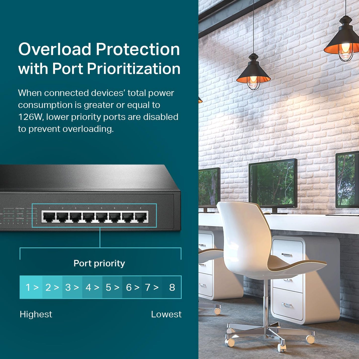 TP-Link TL-SG105MPE | Easy Smart Managed | 4 PoE+ Ports @120W, w/ 1 Uplink Gigabit Port | QoS, Vlan, IGMP & LAG | Fanless | PoE Auto Recovery | 3 Year Protection