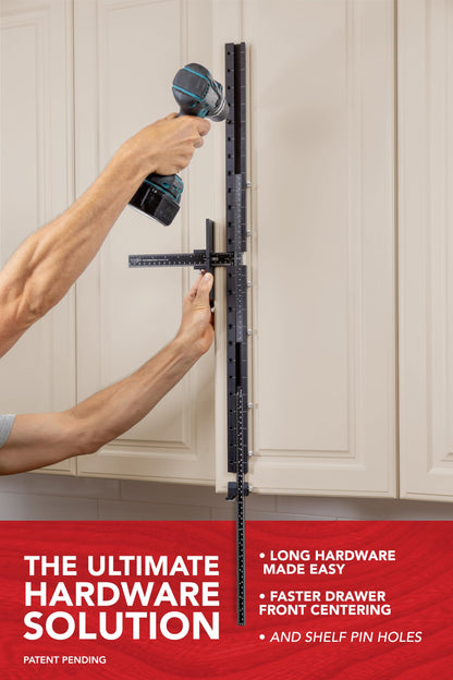 MAX Cabinet Hardware Jig - Install Long Pulls and Shelf Pin Holes - Made In USA - Hand Calibrated by True Position Tools